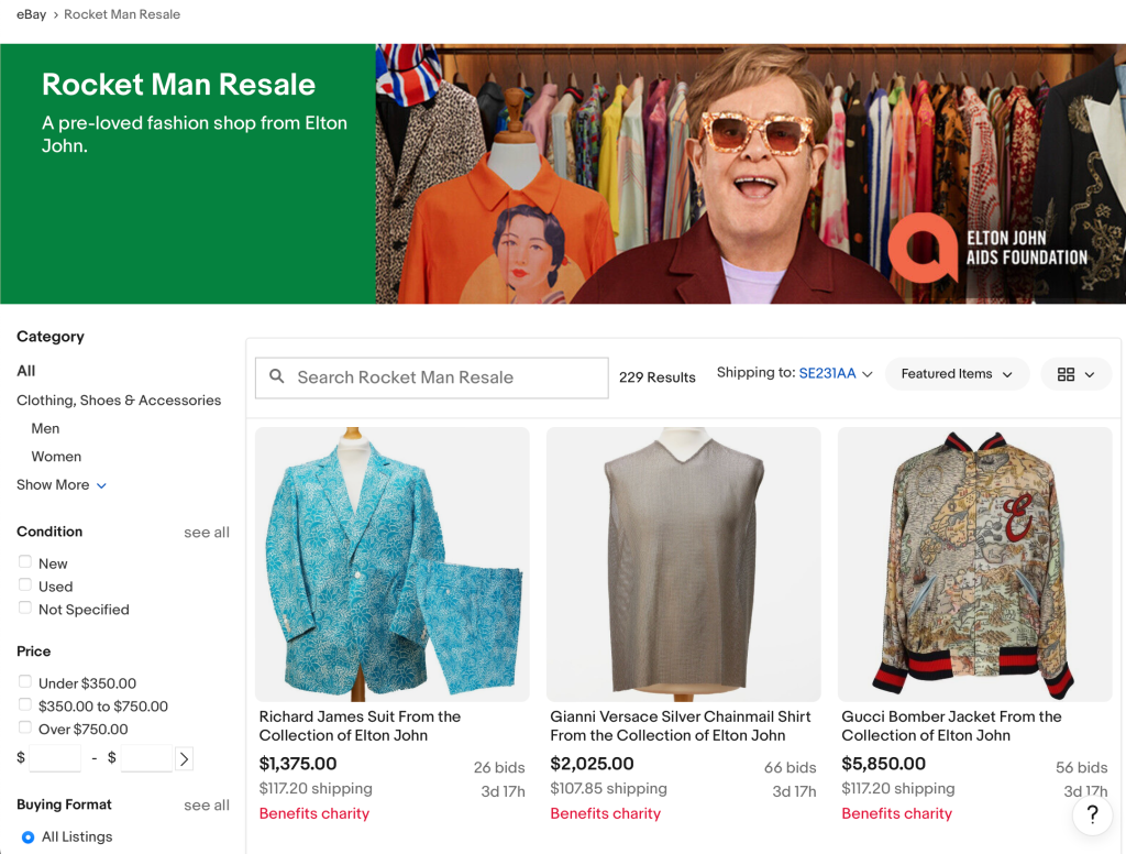 Elton Joghn's Rocket Man Resale has launched on eBay. 