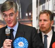 Conservative candidate Jacob Rees-Mogg speaks after losing the North East Somerset Constituency seat to Labour's Dan Norris at the University of Bath campus, on 5 July, 2024 in Bath, England.