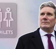 Keir Starmer and a toilet sign