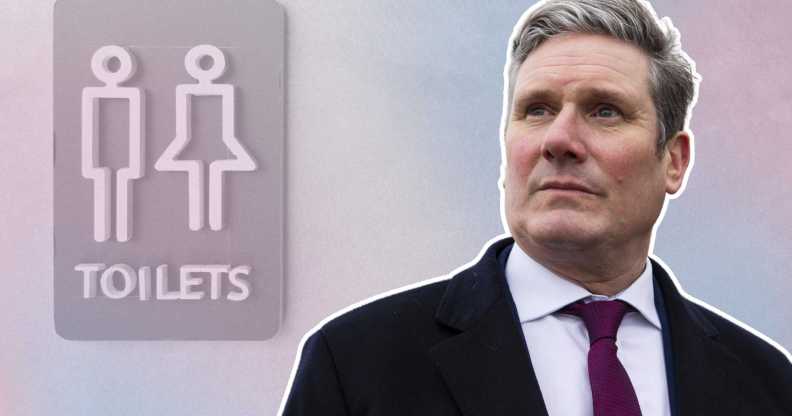 Keir Starmer and a toilet sign