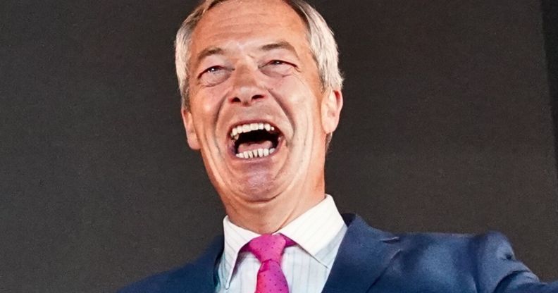 Nigel Farage laughing.