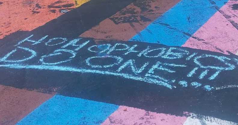 East London residents gathered together to redraw vandalised Pride flags.