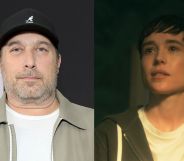 Steve Blackman (left) and Elliot Page as Viktor Hargeeves in The Umbrella Academy (right).