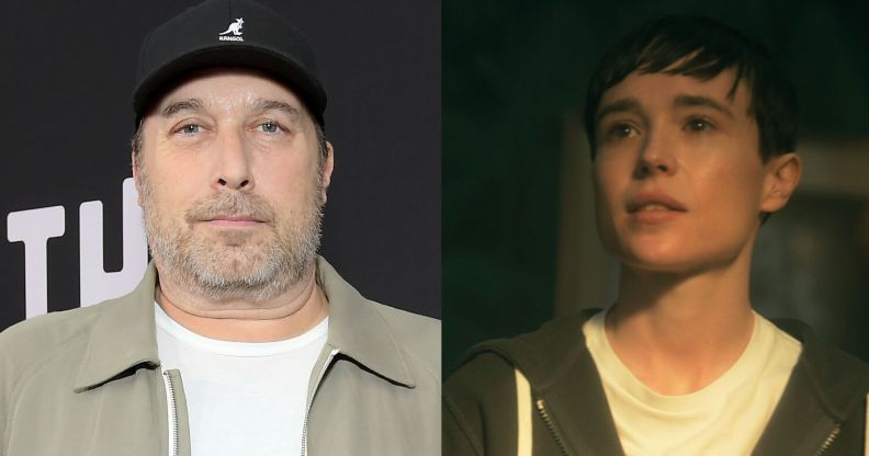Steve Blackman (left) and Elliot Page as Viktor Hargeeves in The Umbrella Academy (right).