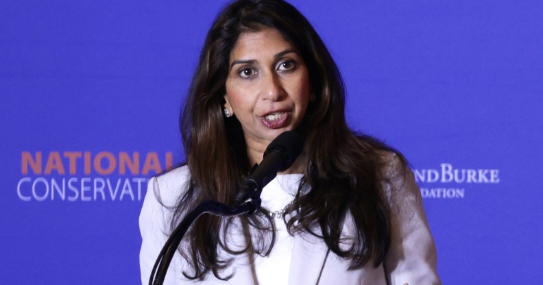 WASHINGTON, DC - JULY 08: Member of the British Parliament for Fareham and Waterlooville, former Secretary of State for the Home Department Suella Braverman speaks during the National Conservatism Conference on July 8, 2024 in Washington, DC. The conference is a project of the Edmund Burke Foundation with the aim of “strengthening the principles of national conservatism in Western and other democratic countries.” (Photo by Alex Wong/Getty Images)