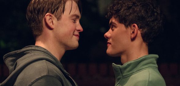 Kit Connor and Joe Locke as Nick Nelson and Charlie Spring in Heartstopper season three