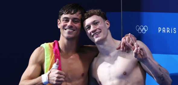 Tom Daley and diving partner Noah Williams win silver in the men's 10m synchro diving competition at Paris 2024.