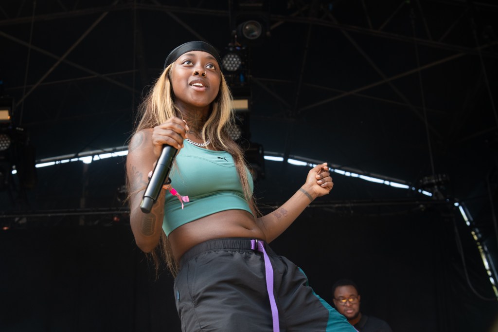 Amaria BB performs on stage during Wireless Festival at Finsbury Park in 2022 in London, England.