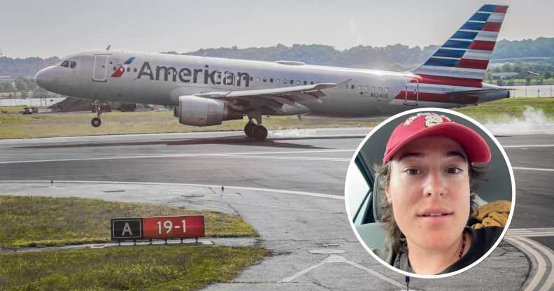 phot set of Erin Wright and an American Airlines plane