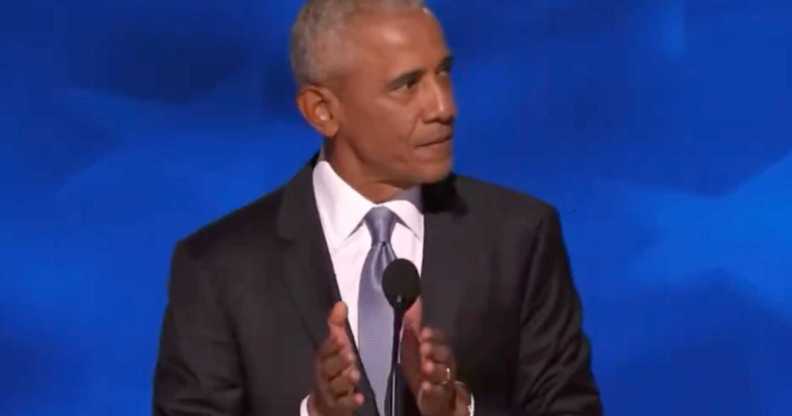 Barack Obama has ruthlessly roasted Donald Trump with a 'crowd size' joke at the Democratic National Convention.