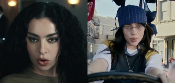 Charli XCX and Billie Eilish in the music video for song Guess.