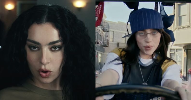 Charli XCX and Billie Eilish in the music video for song Guess.