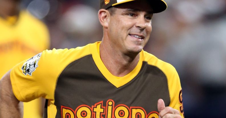 Billy Bean running along a Baseball pitch.