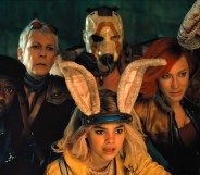 Kevin Hart as Roland, Jamie Lee Curtis as Tannis, Ariana Greenblatt as Tiny Tina, Florian Munteanu as Krieg, and Cate Blanchett as Lilith in Borderlands