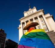 LGBTQ+ protester in Sofia