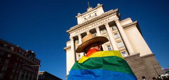 LGBTQ+ protester in Sofia