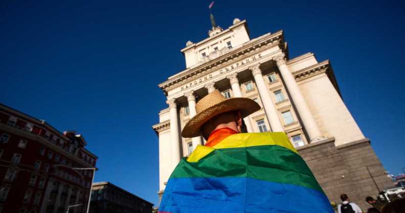 LGBTQ+ protester in Sofia