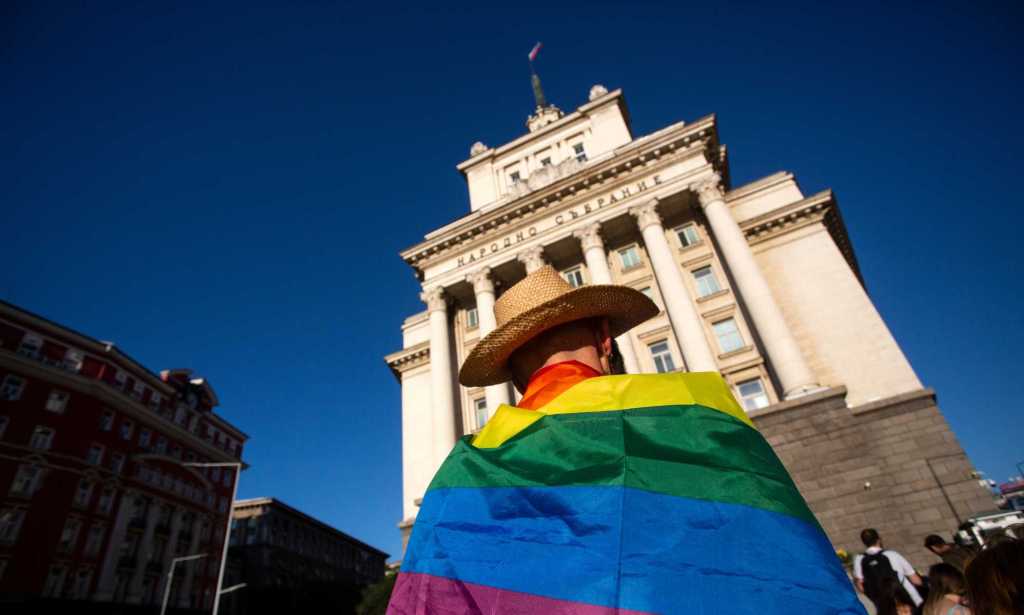 LGBTQ+ protester in Sofia