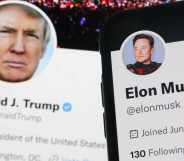 Donald Trump Twitter account displayed on a laptop screen and Elon Musk Twitter account displayed on a phone screen are seen in this illustration photo taken in Krakow, Poland on November 22, 2022. (Photo by Jakub Porzycki/NurPhoto via Getty Images)