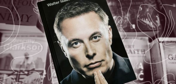 An edited image of Elon Musk's biography.