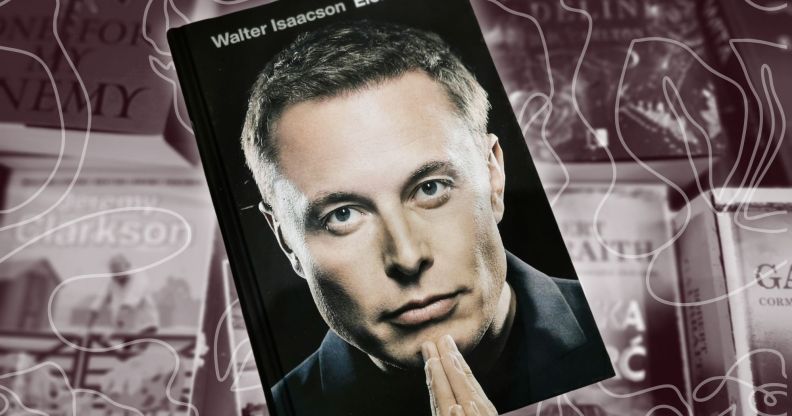 An edited image of Elon Musk's biography.