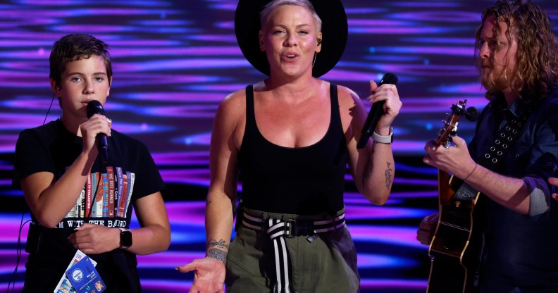 Pink and her daughter Willow performing together at the 2024 DNC