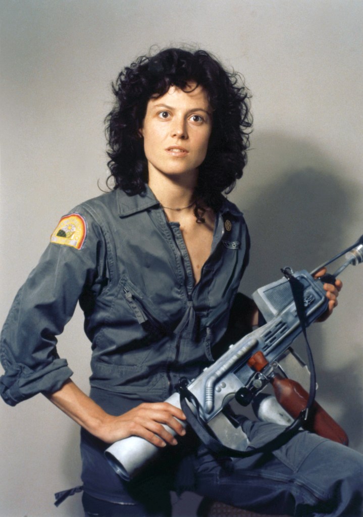 American actress Sigourney Weaver on the set of Alien