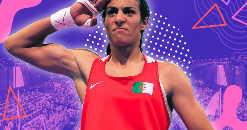 Imane Khelif pictured in an edited photo of the Paris Olympics opening ceremony.