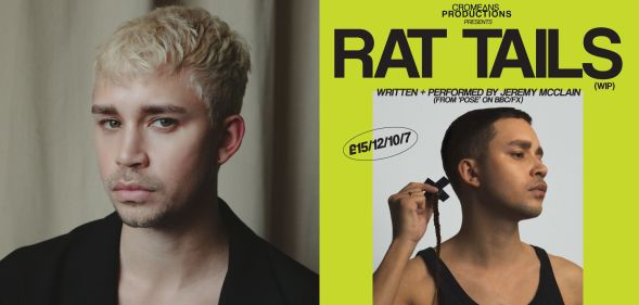 A headshot of Pose star Jeremy McClain and a poster for his Edinburgh Fringe show Rat Tails.
