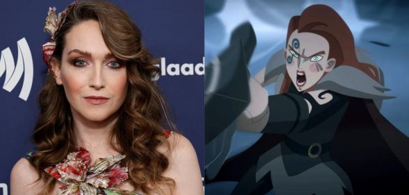 Jamie Clayton (left) and a still from Twilight of the Gods