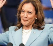 Kamala Harris raising her arms.