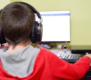 A child on a computer.