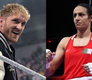 Logan Paul (left) and Algerian Olympic boxer Imane Khelif (right)