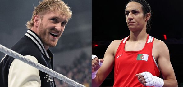 Logan Paul (left) and Algerian Olympic boxer Imane Khelif (right)