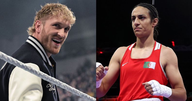 Logan Paul (left) and Algerian Olympic boxer Imane Khelif (right)