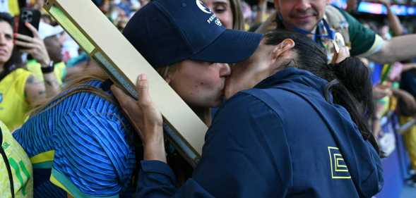 Brazil's silver medalist forward has announced her engagement to Carrie Lawrence.