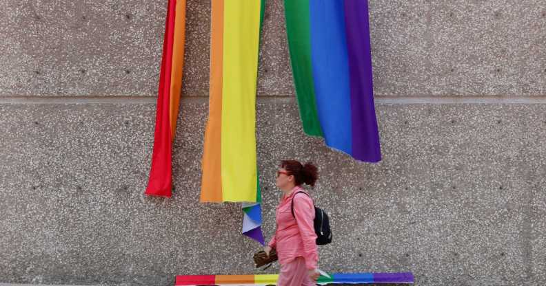 A Pride flag was torn to shreds in Mexico City following orders from the Institute of the National Housing Fund for Workers's union leader, Rafael Riva Palacio Pontones.