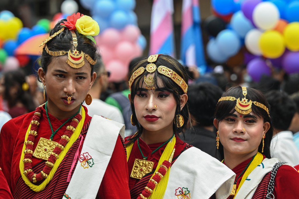 Members and supporters of the LGBTQ community at a Pride Parade in Kathmandu on August 20, 2024