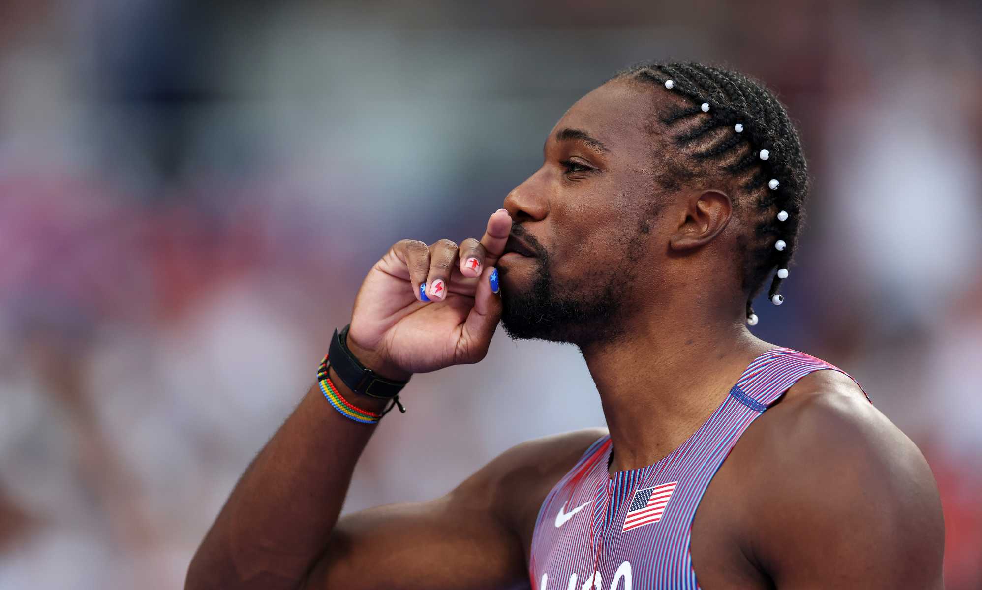 Noah Lyles' painted nails steal show as he wins Olympic 100m gold