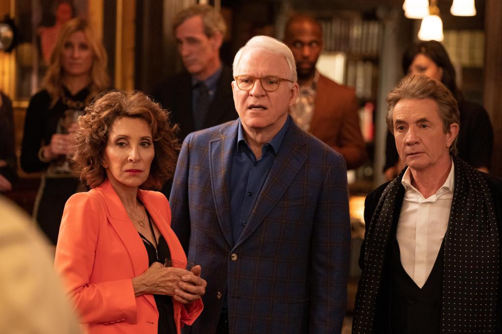 Only Murders in the Building Joy (Andrea Martin), Charles (Steve Martin) and Oliver (Martin Short)