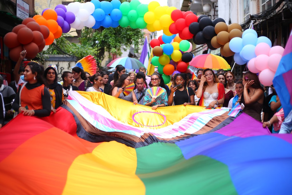 The LGBTQ+ community paraded through the capital, Kathmandu, Nepal.