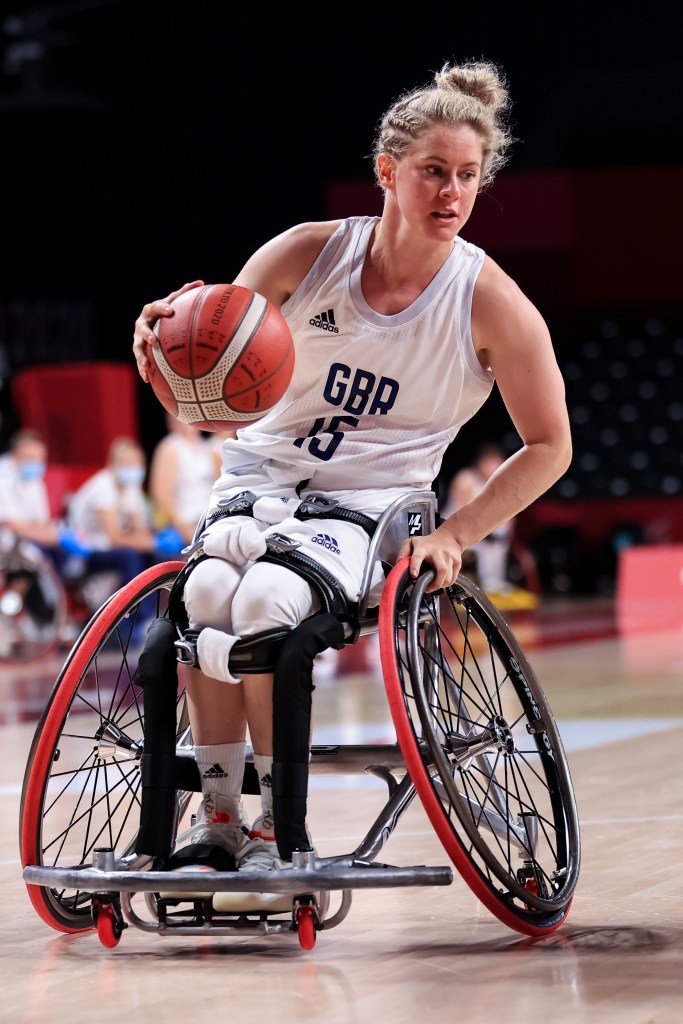 Robyn Love of Team Great Britain controls the ball during the Women's Wheelchair Basketball