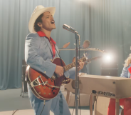 Lady Gaga and Bruno Mars in the music video for "Die With A Smile"