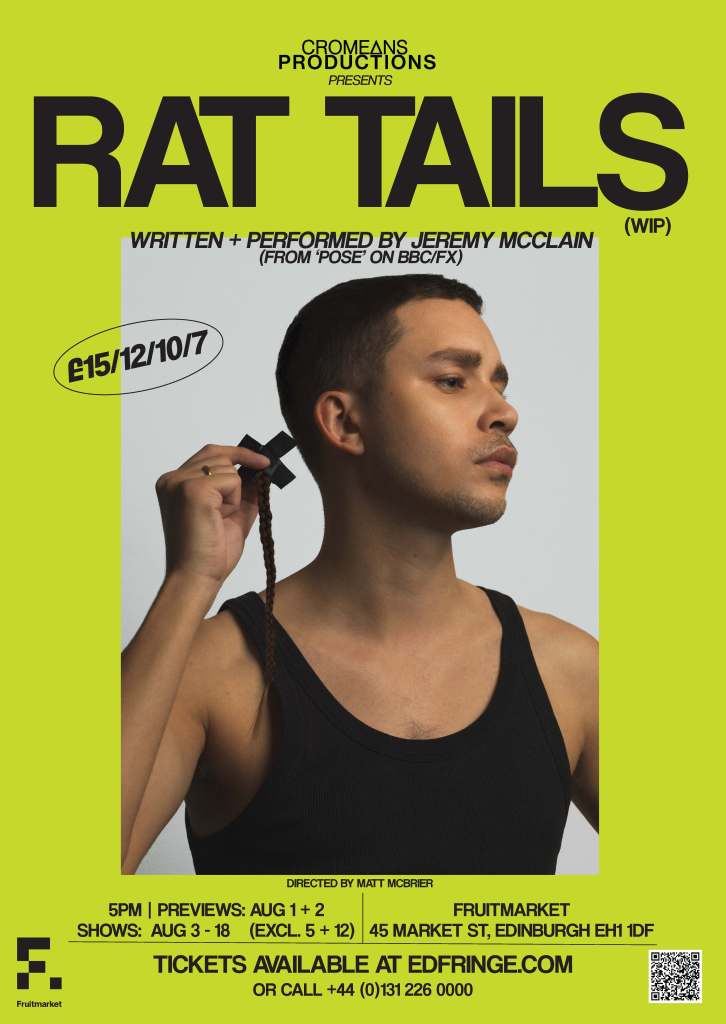 The promotional poster for Pose star Jeremy McClain's Edinburgh Fringe Festival show Rat Tails