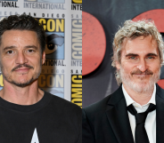 Split photo of Pedro Pascal and Joaquin Phoenix.