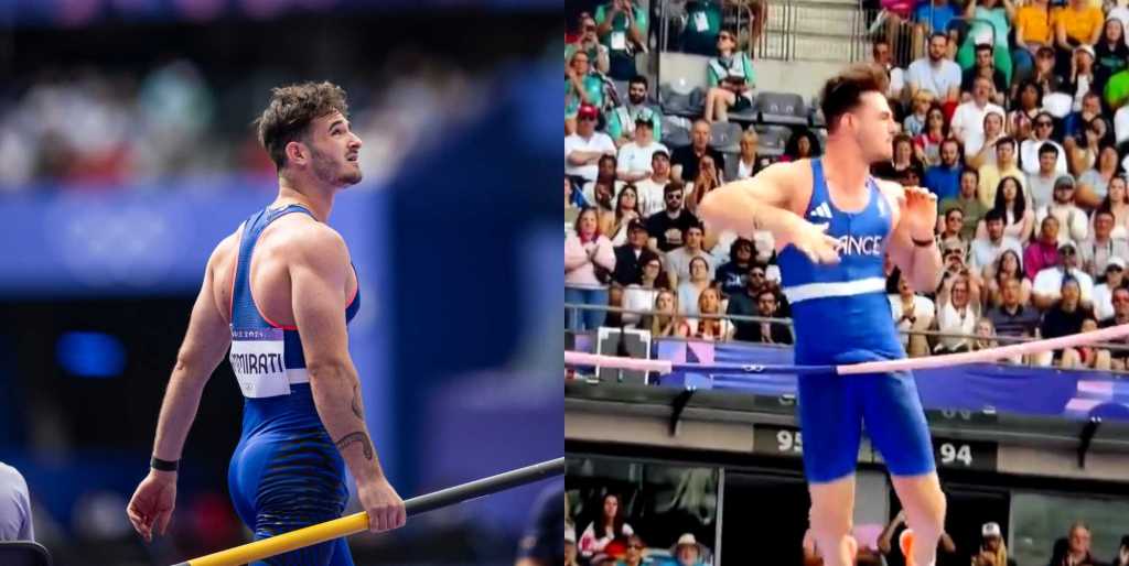 France's Anthony Ammirati failed to qualify for the Olympic pole vault final after his bulge knocked the bar off. (Getty Images/ BBC)