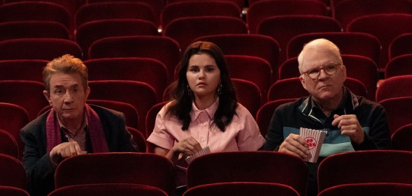 Oliver (Martin Short), Mabel (Selena Gomez) and Charles (Steve Martin) sat in a theatre