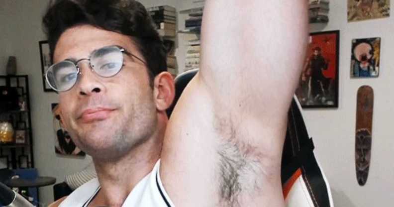 Twitch streamer Hasan Piker showing his armpit