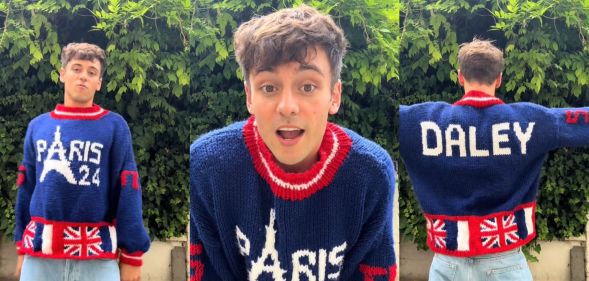 Tom Daley wearing his Paris 2024 Jumper on TikTok