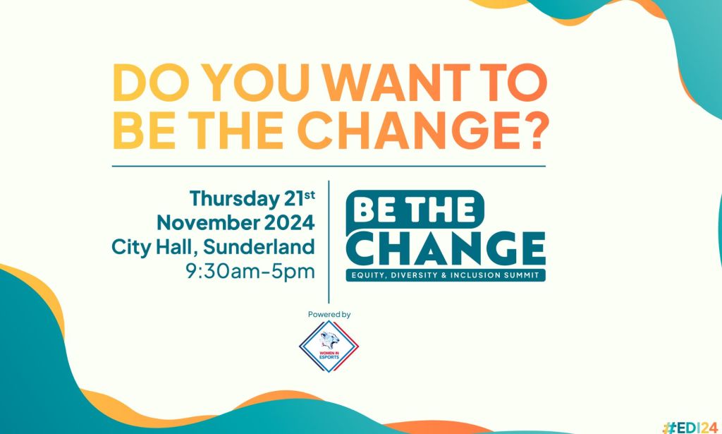 this is a graphic image with the event information for the Be The Change Summit, taking place on 21 November is Sunderland